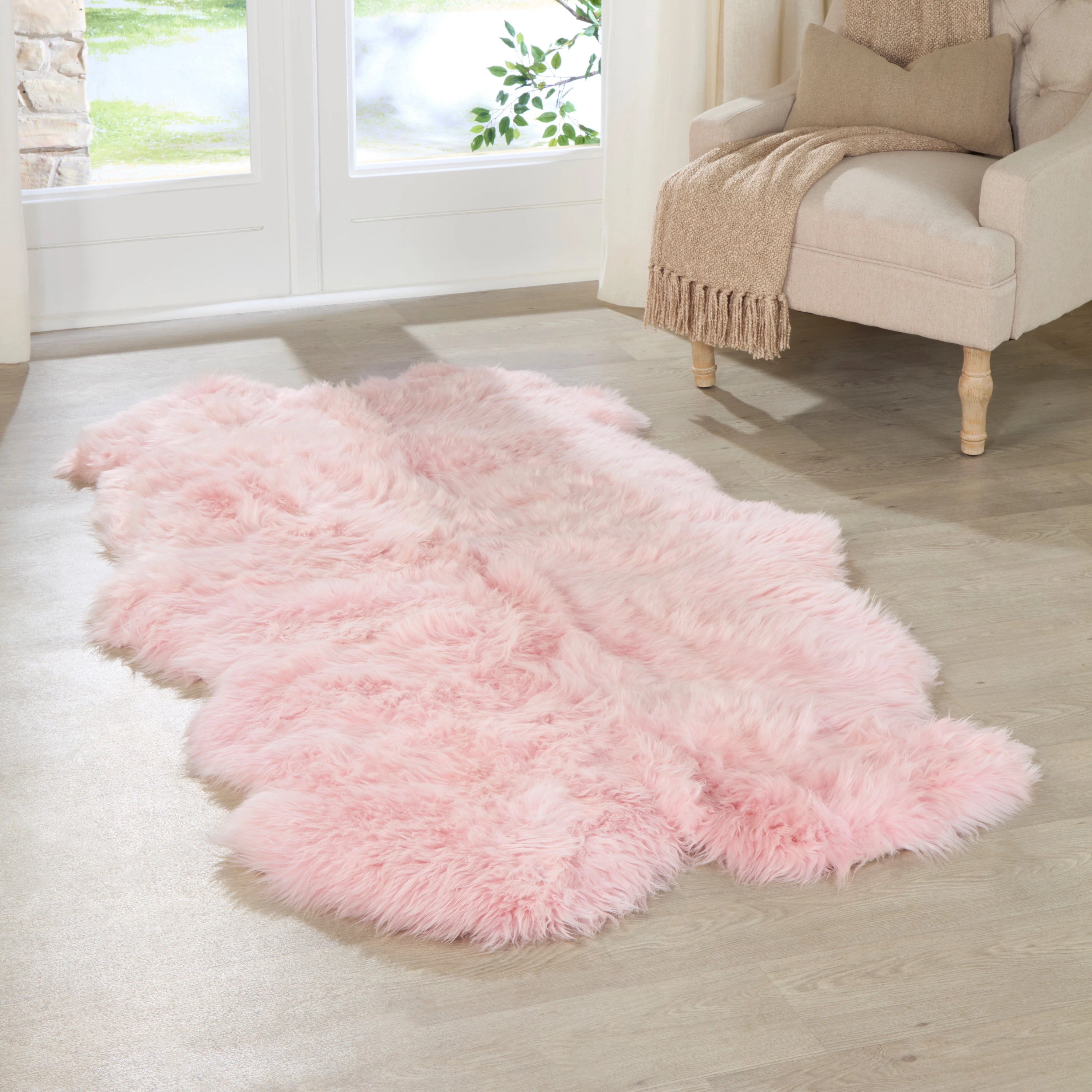 Quad Blush Pink Sheepskin Rug